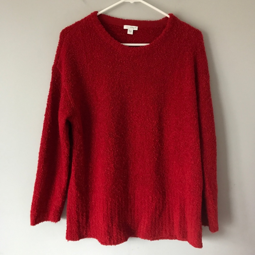 J Jill Boiled Wool Blend Sweater Pullover Crew Neck Red Sz S Long Sleeve Women’s - Picture 2 of 7